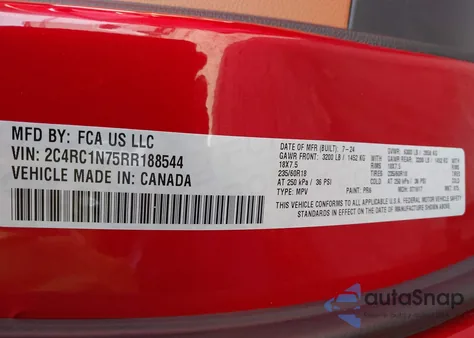 2024 Chrysler Pacifica Hybrid Pinnacle из США, поврежденный, VIN 2C4RC1N75RR188544